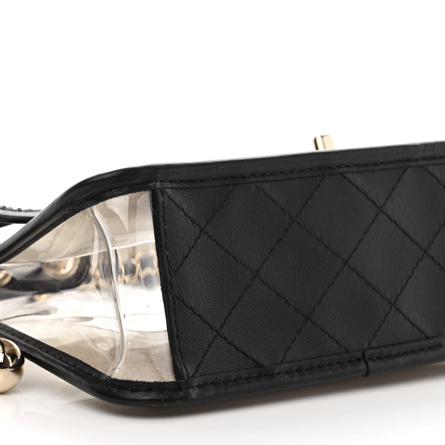 Lambskin PVC Sand By The Sea Flap With Pearl Strap Black