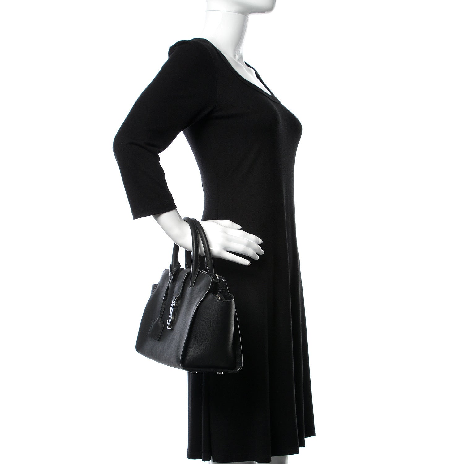 Saint Laurent Smooth Calfskin Baby Monogram Downtown Cabas Black 3 of 11