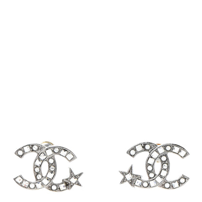 Chanel Crystal CC Starfall Earrings Silver 1 of 5