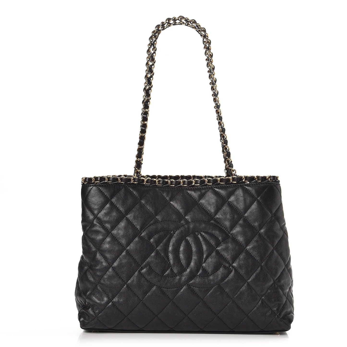 Calfskin Quilted Small Chain Me Tote Black