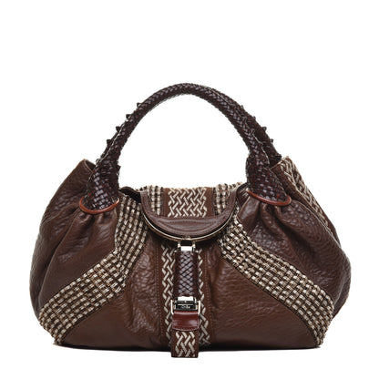 Fendi Nappa Embroidered Spy Cognac Avorio 1 of 9