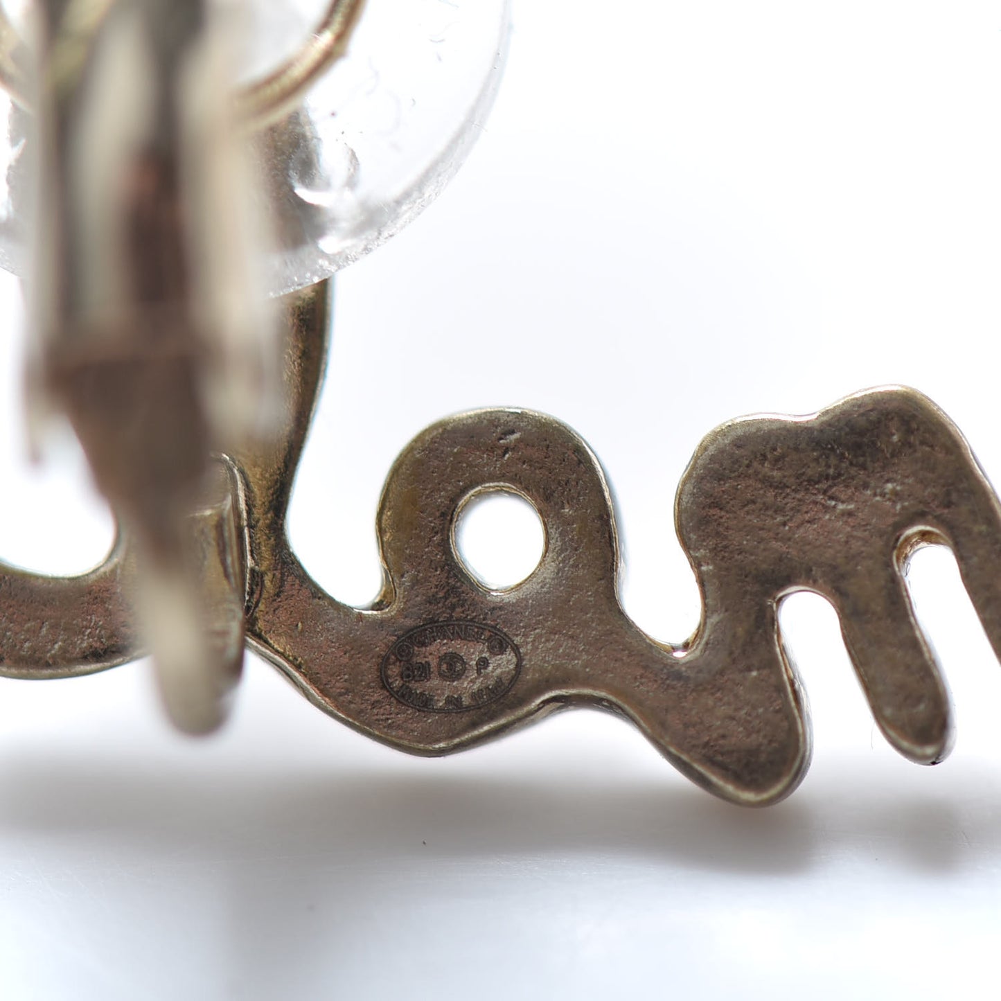 Metal CC Turnlock Climber Clip On Earrings Gold
