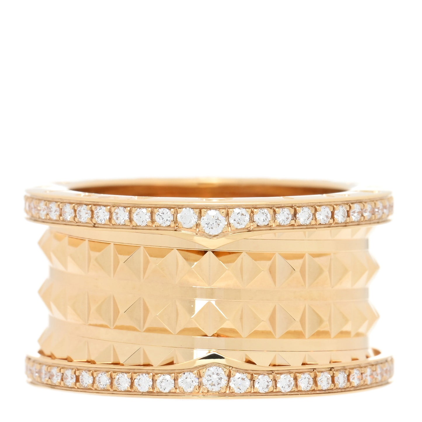 18K Yellow Gold Diamond B.Zero1 Rock Four-Band Pave Ring 54 6.75