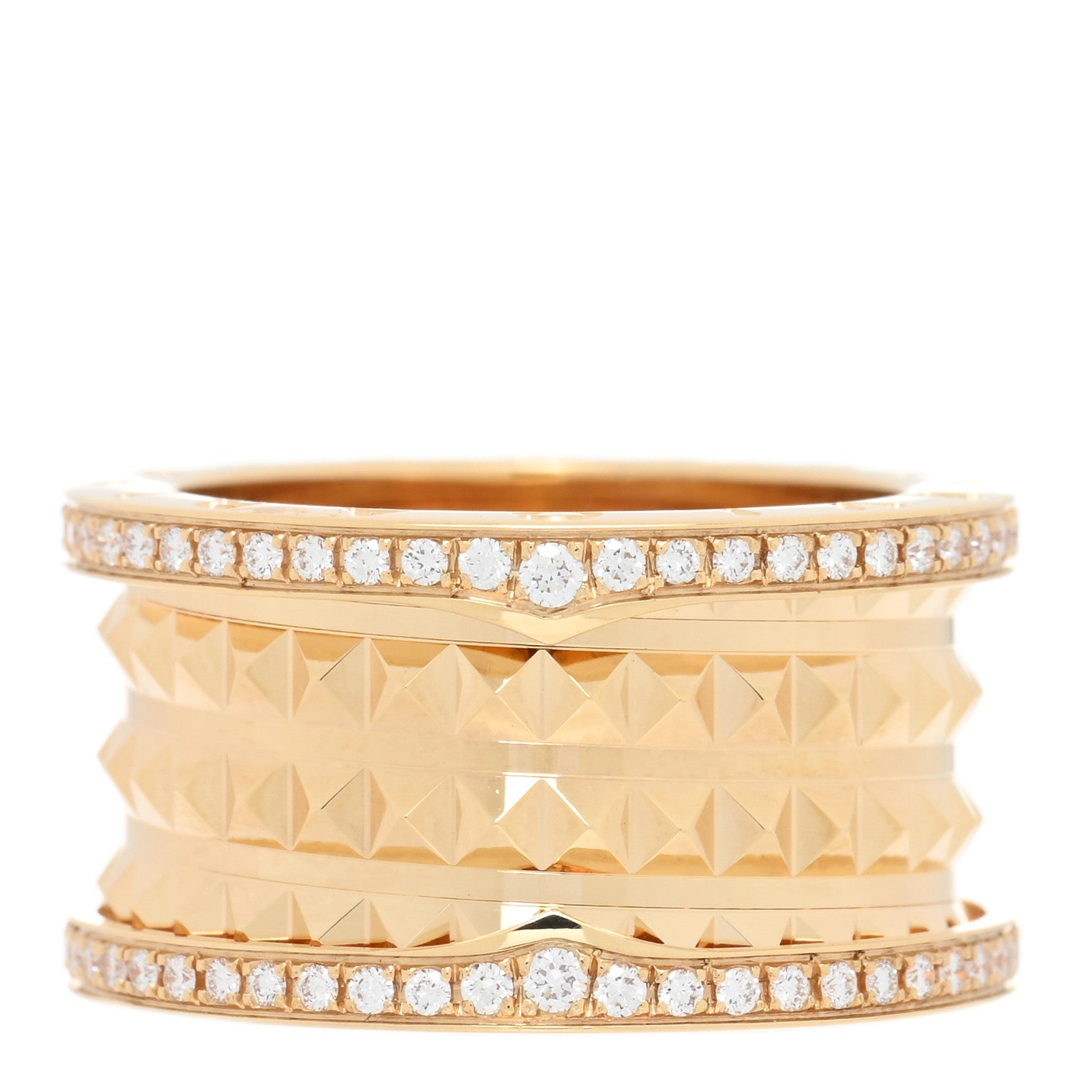 Bulgari 18K Yellow Gold Diamond B.Zero1 Rock Four-Band Pave Ring 54 6.75 3 of 5