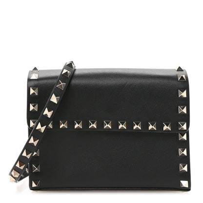 Valentino Garavani Vitello Rockstud Flap Crossbody Bag Black 1 of 10