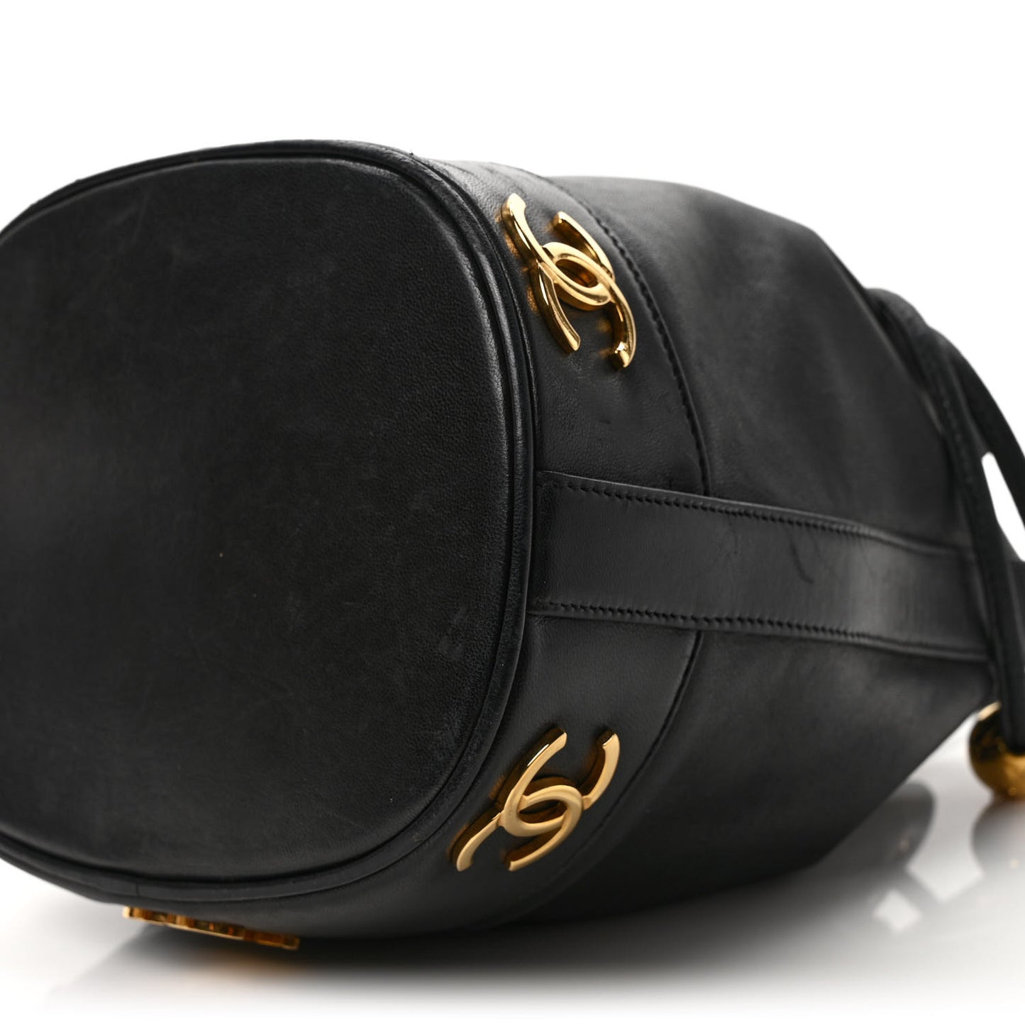 Lambskin CC Drawstring Shoulder Bag Black