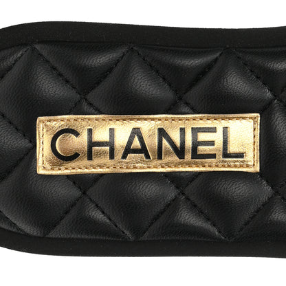 Chanel Lambskin Quilted Textured CC Mules Sandals 38.5 Black 8 of 10