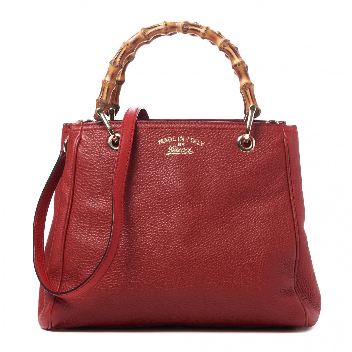 Calfskin Small Bamboo Shopper Tote Red