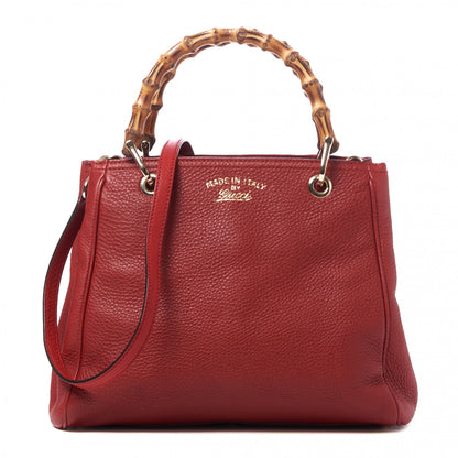 Gucci Calfskin Small Bamboo Shopper Tote Red 1 of 9