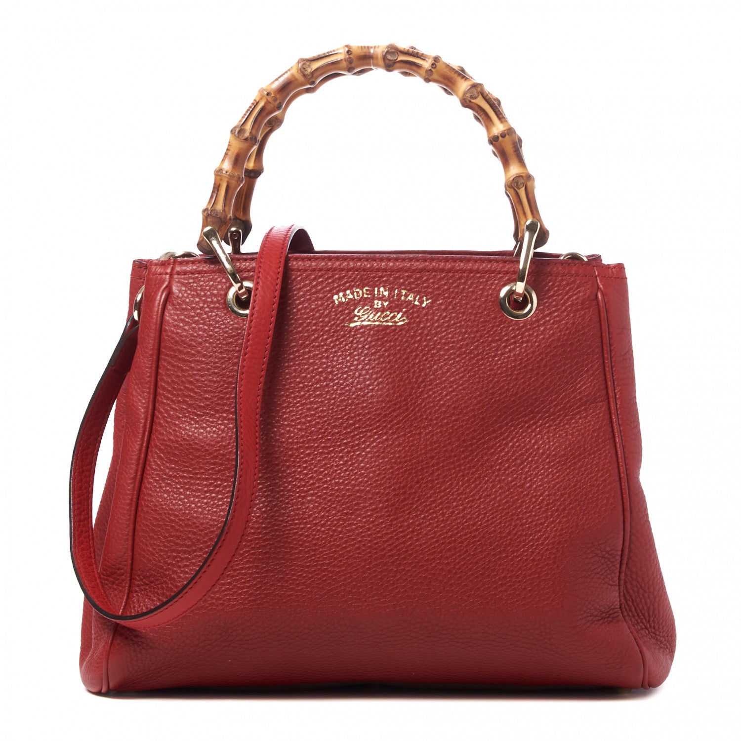Gucci Calfskin Small Bamboo Shopper Tote Red 1 of 9