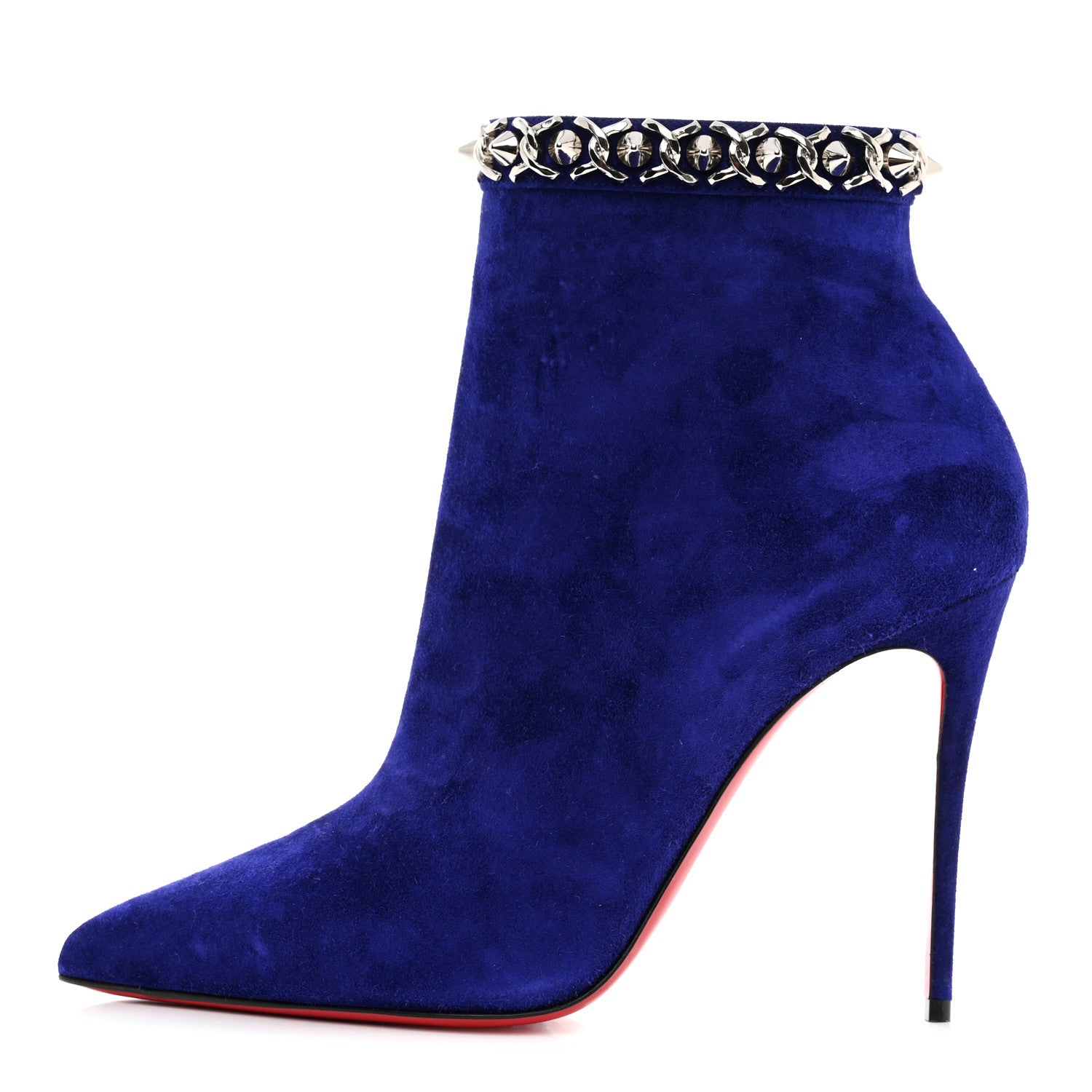 Christian Louboutin Velvet Chain 100 Booty 39.5 By Night Silver 1 of 7