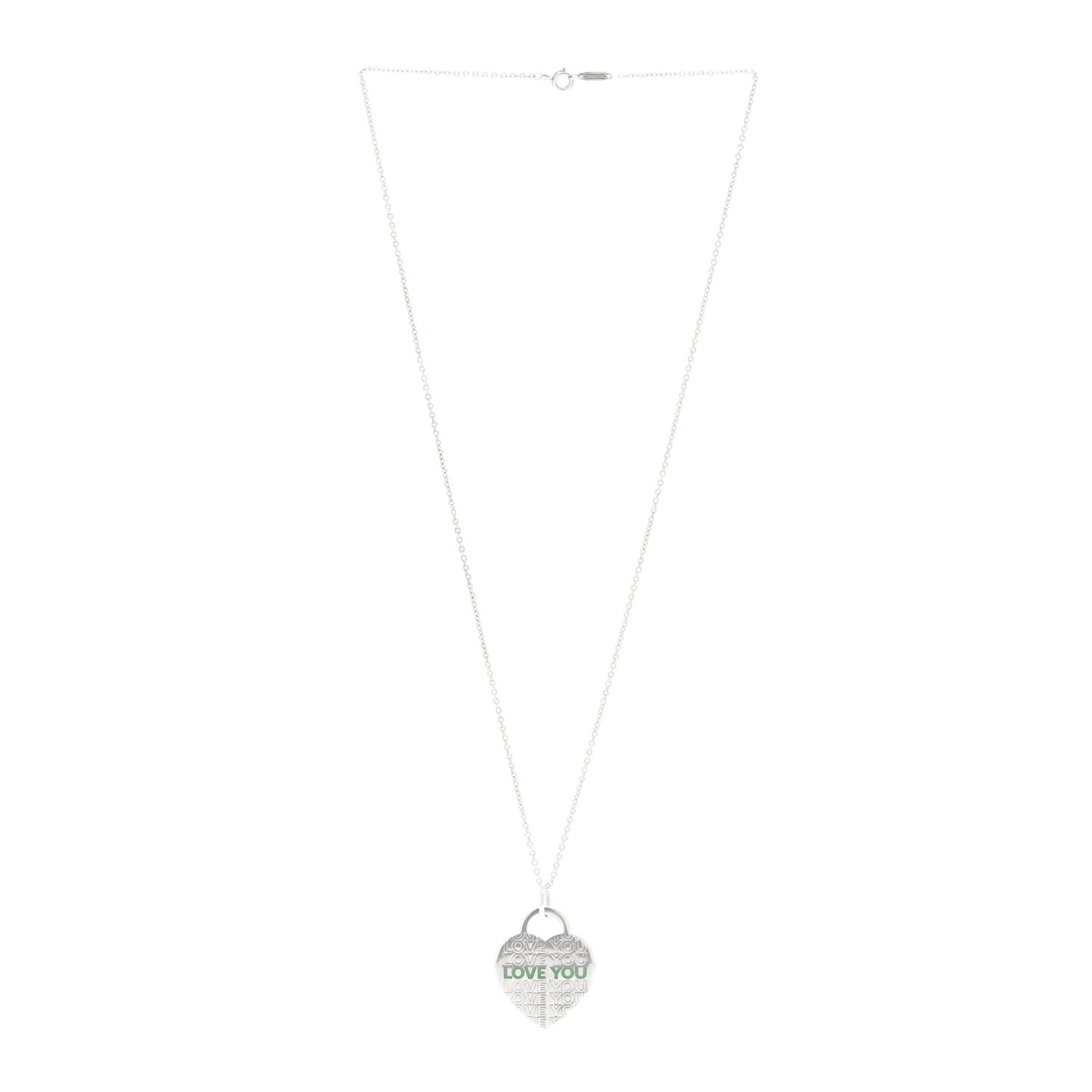 Sterling Silver Enamel LOVE YOU Heart Pendant Necklace Blue