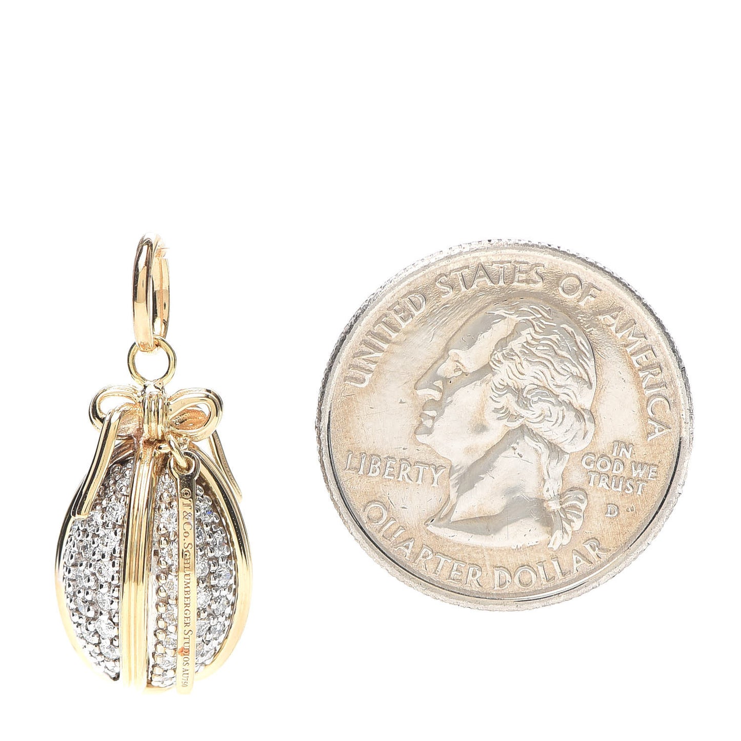 18K Yellow Gold White Gold Diamond Schlumberger Egg Charm