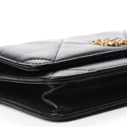 Chanel Shiny Goatskin Quilted Chanel 19 Wallet On Chain WOC Black 6 of 12