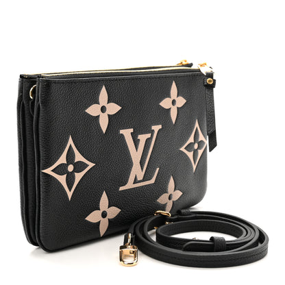 Louis Vuitton Empreinte Monogram Giant Double Zip Pochette Black Cream 3 of 10