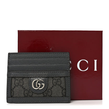 Gucci GG Supreme Monogram Textured Dollar Calfskin Ophidia Card Holder Grey Black Graphite Grey 7 of 7