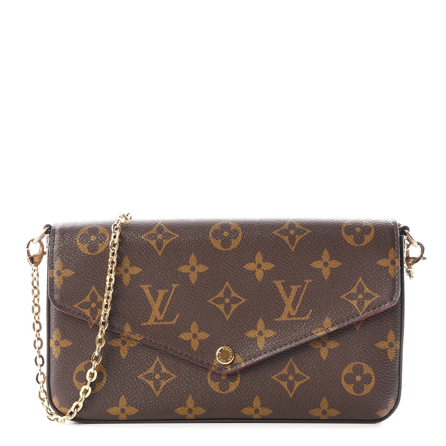Louis Vuitton Monogram Pochette Felicie Chain Wallet Fuchsia 1 of 11
