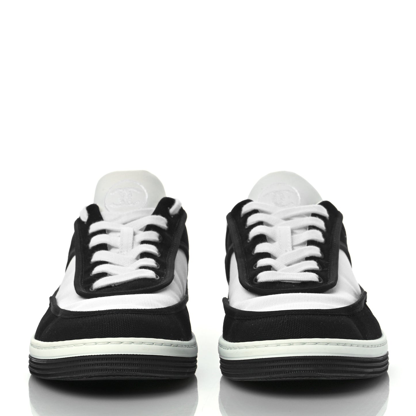 Fabric Womens Logo Sneakers 38 Black White