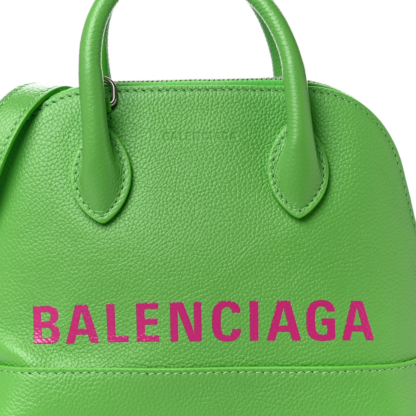 Grained Calfskin XXS Ville Top Handle Bag Light Green Fuchsia