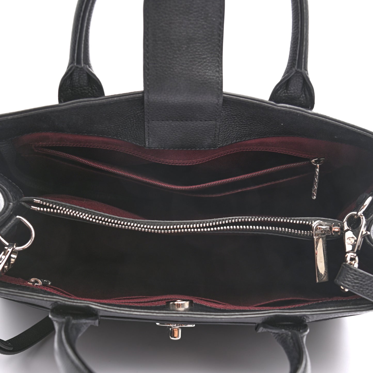 Grained Calfskin Small Neo Executive Shopper Tote Black