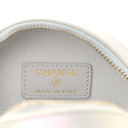 Chanel Iridescent Calfskin Quilted Chanel 19 Round Clutch With Chain White 6 of 12
