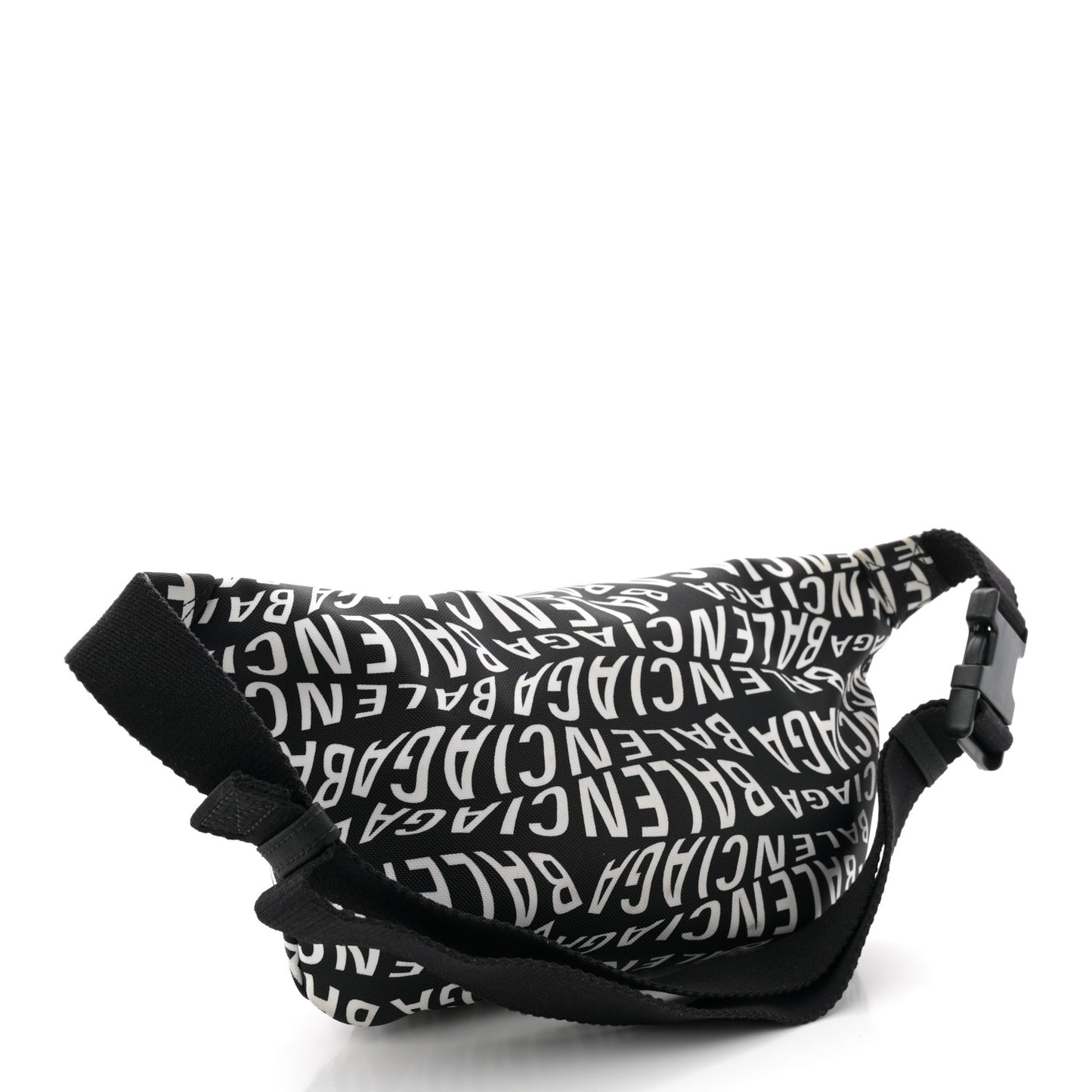 Nylon Wave Logo Print Wheel Beltpack Black White