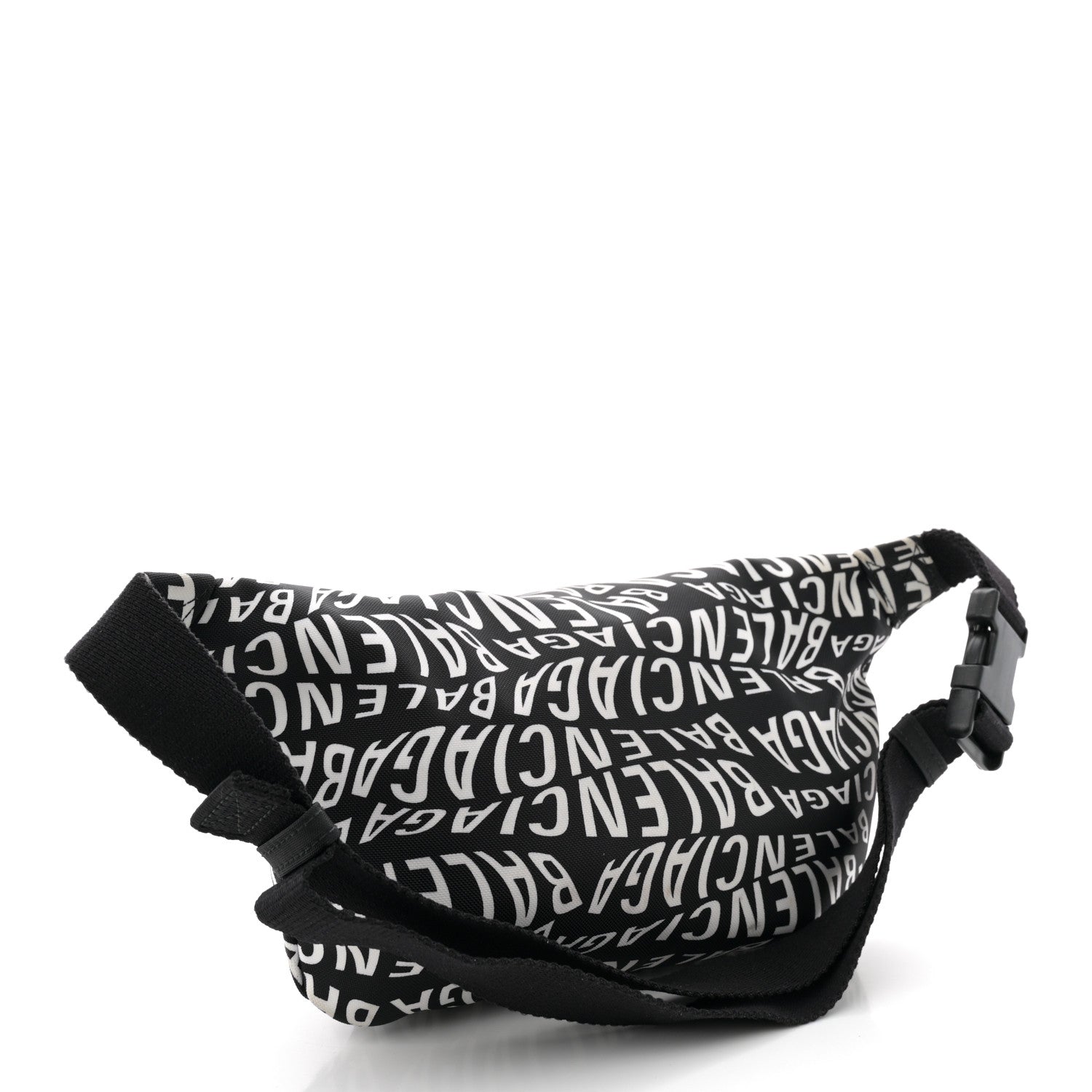 Balenciaga Nylon Wave Logo Print Wheel Beltpack Black White 3 of 12