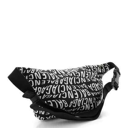 Balenciaga Nylon Wave Logo Print Wheel Beltpack Black White 3 of 12
