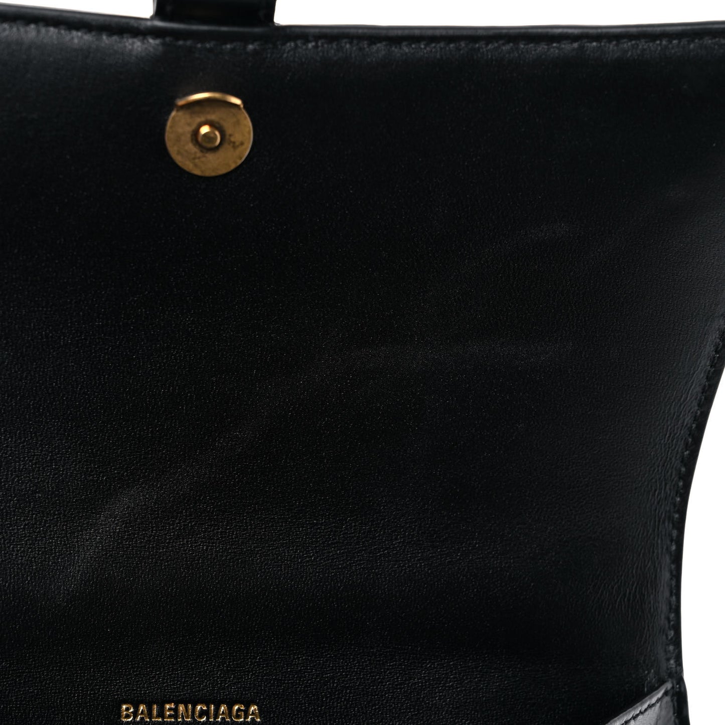 Shiny Box Calfskin Small Hourglass Top Handle Bag Black
