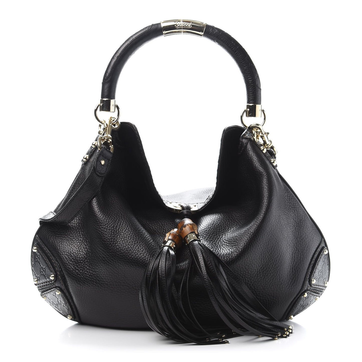 Calfskin Large Indy Top Handle Hobo Black