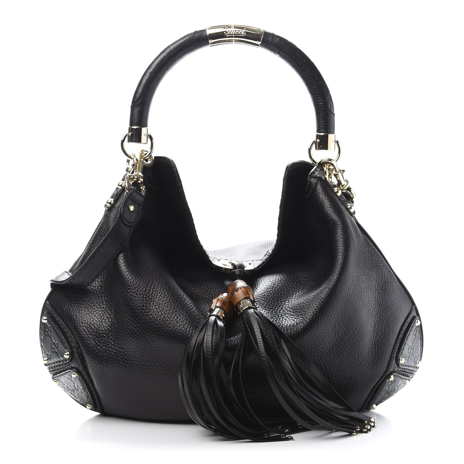 Gucci Calfskin Large Indy Top Handle Hobo Black 1 of 12
