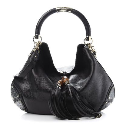 Gucci Calfskin Large Indy Top Handle Hobo Black 1 of 12