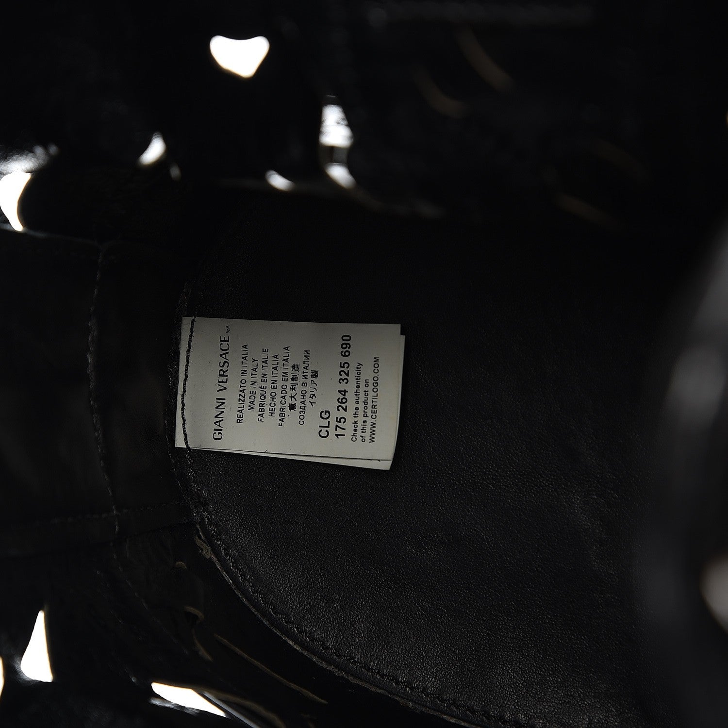 Versace Calfskin Laser Cut Drawstring Bag Black 7 of 9