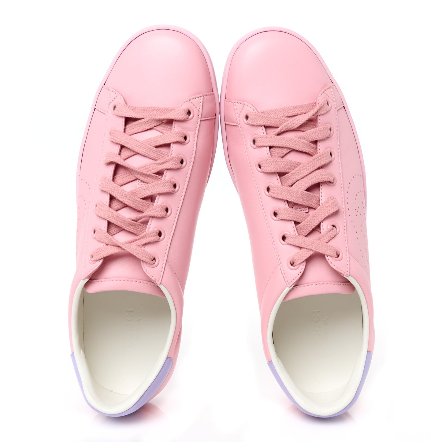 Miro Soft Calfskin Interlocking G Perforated Womens Ace Sneakers 39.5 Wild Rose Lapis