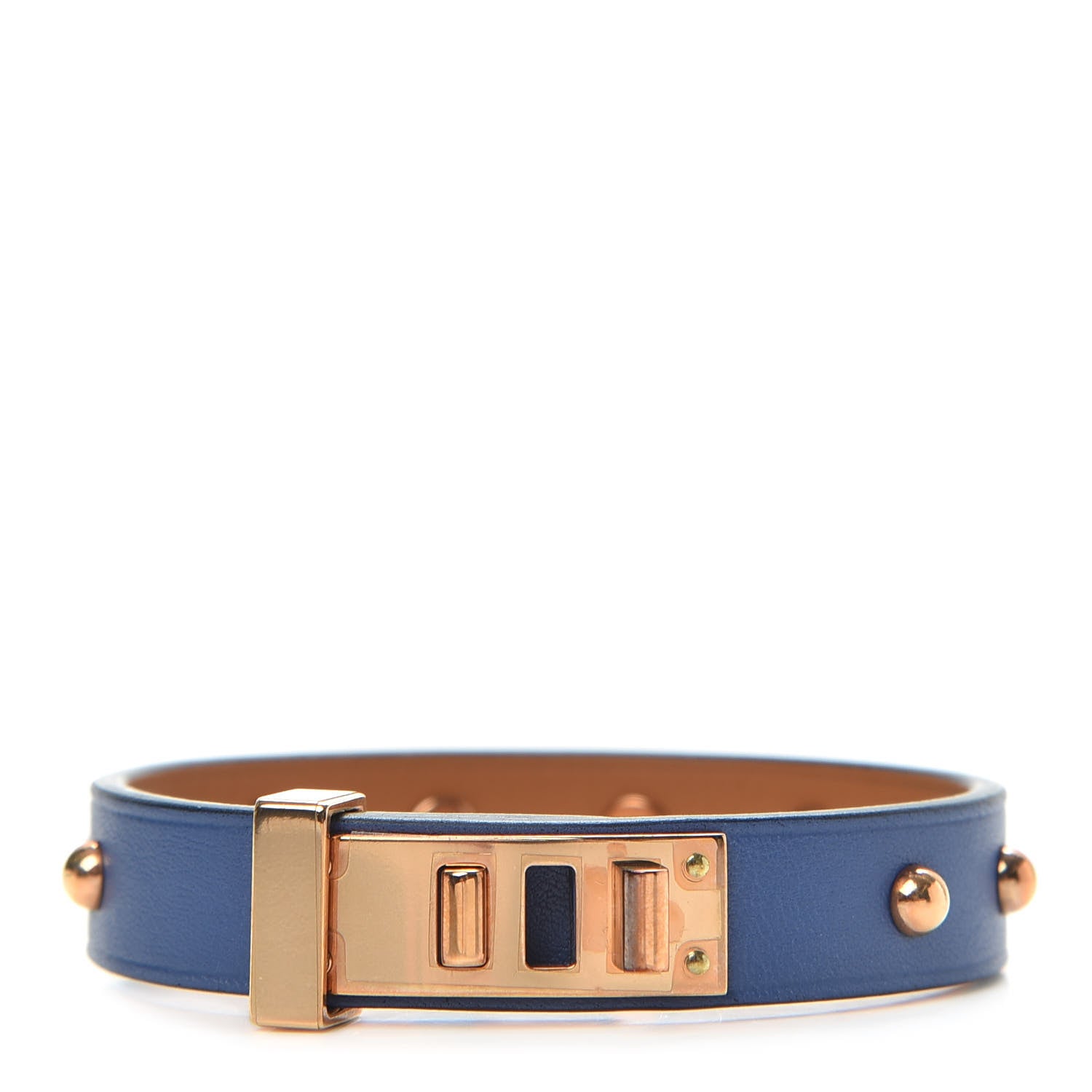Hermes Swift Mini Dog Clous Ronds Bracelet T3 Bleu Brighton 1 of 5