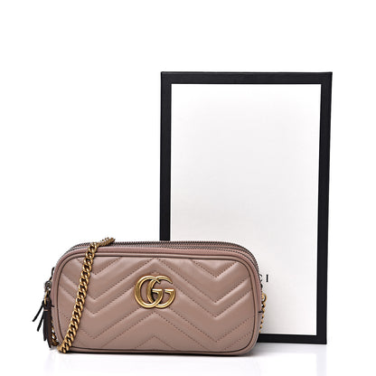 Gucci Calfskin Matelasse Mini GG Marmont Chain Crossbody Bag Porcelain Rose 12 of 12