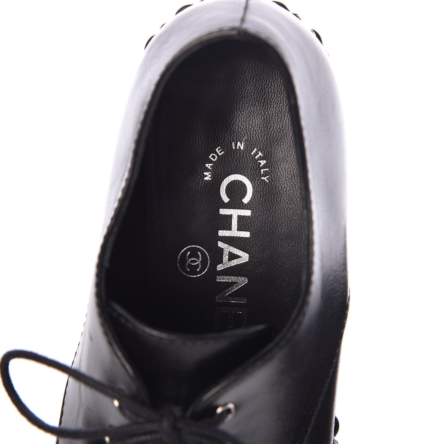 Chanel Calfskin Chain Lace Up Oxfords 35 Black 10 of 10