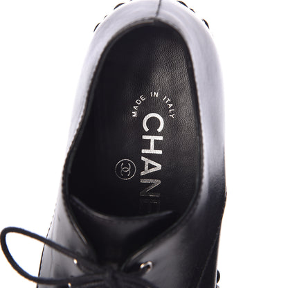 Chanel Calfskin Chain Lace Up Oxfords 35 Black 10 of 10