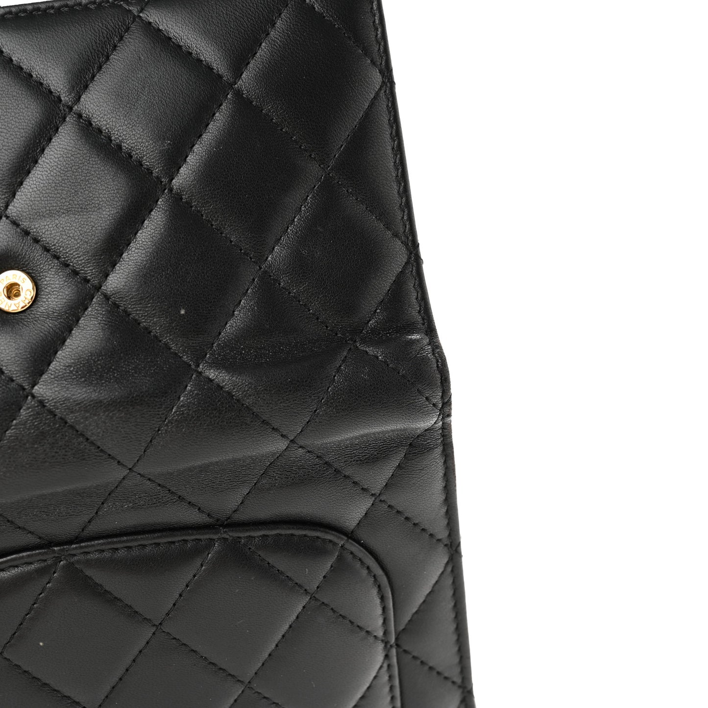 Lambskin Quilted Large Flap Wallet Black