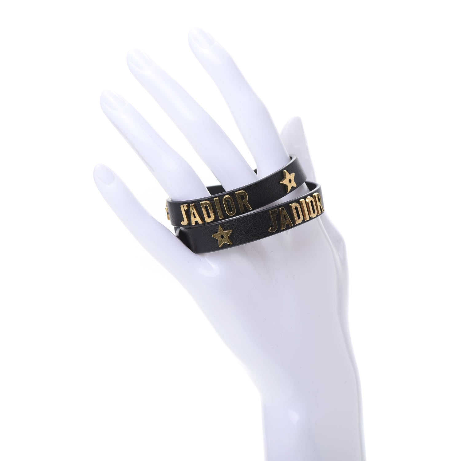 Christian Dior Calfskin Star J'Adior Double Bracelet Black 2 of 7