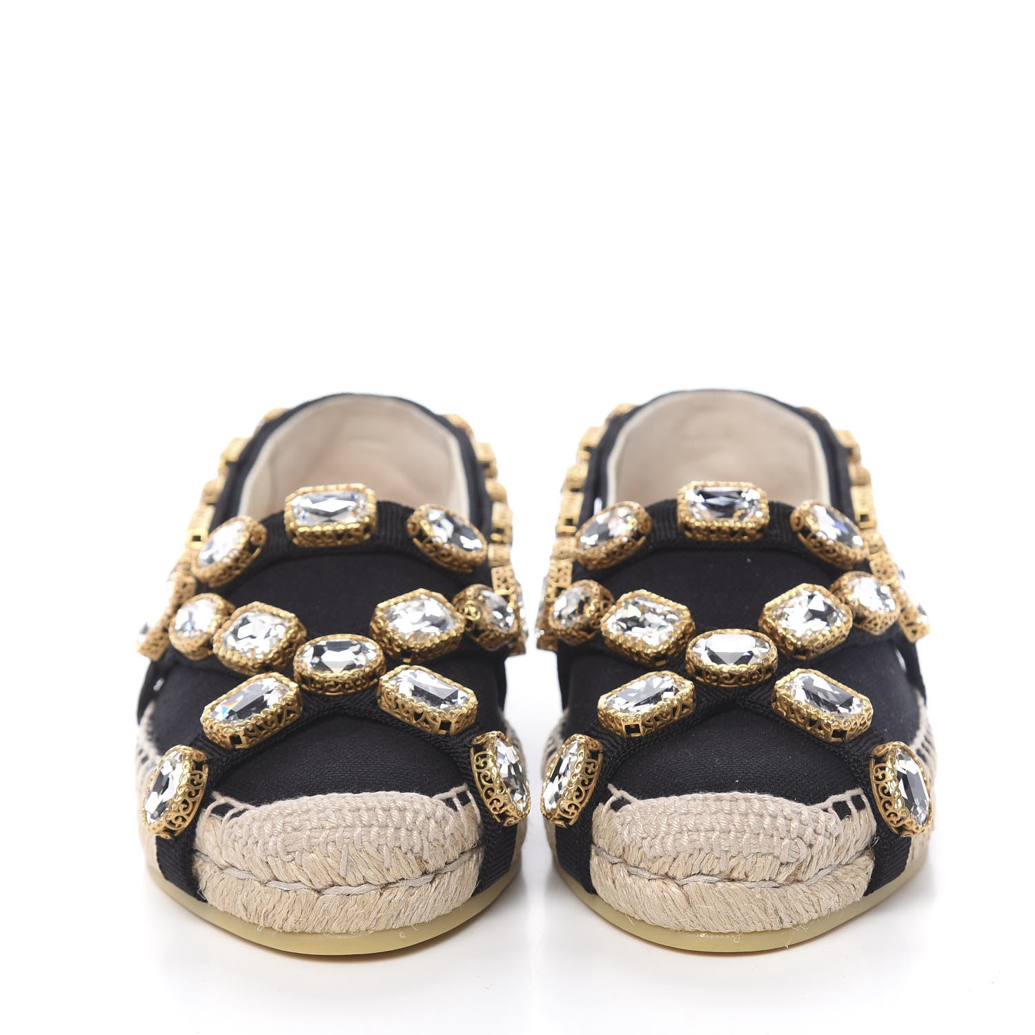 Gucci Canvas Crystal Embellished Espadrilles 36 Black 2 of 11
