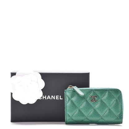 Chanel Metallic Caviar Quilted Key Holder Case Green 8 of 8