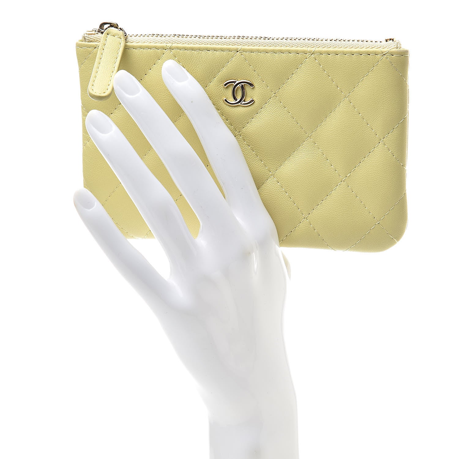 Chanel Lambskin Quilted Small Cosmetic Case Yellow 2 of 10