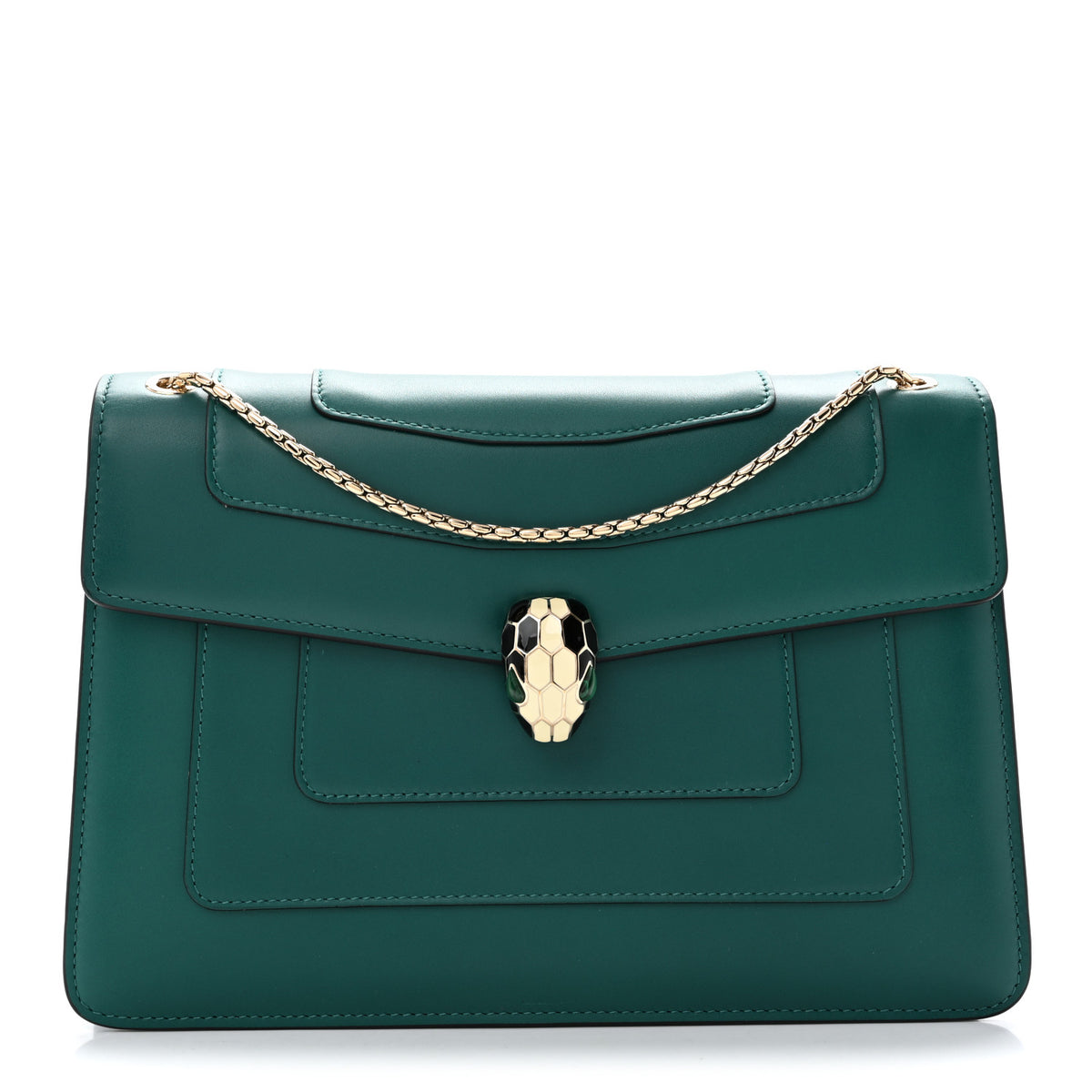 Calfskin Serpenti Forever Shoulder Bag Emerald Green