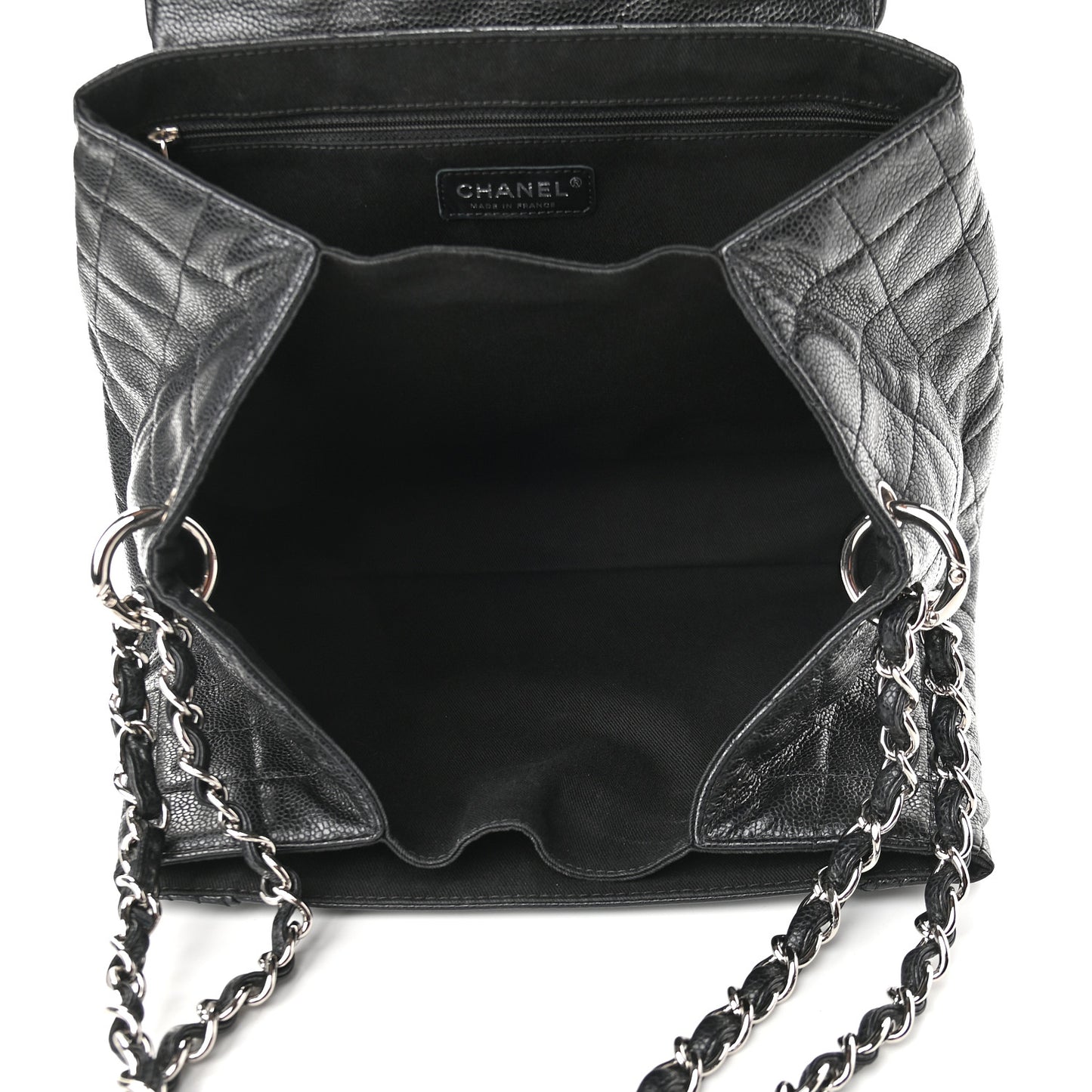 Caviar Quilted Timeless Accordion Flap Black