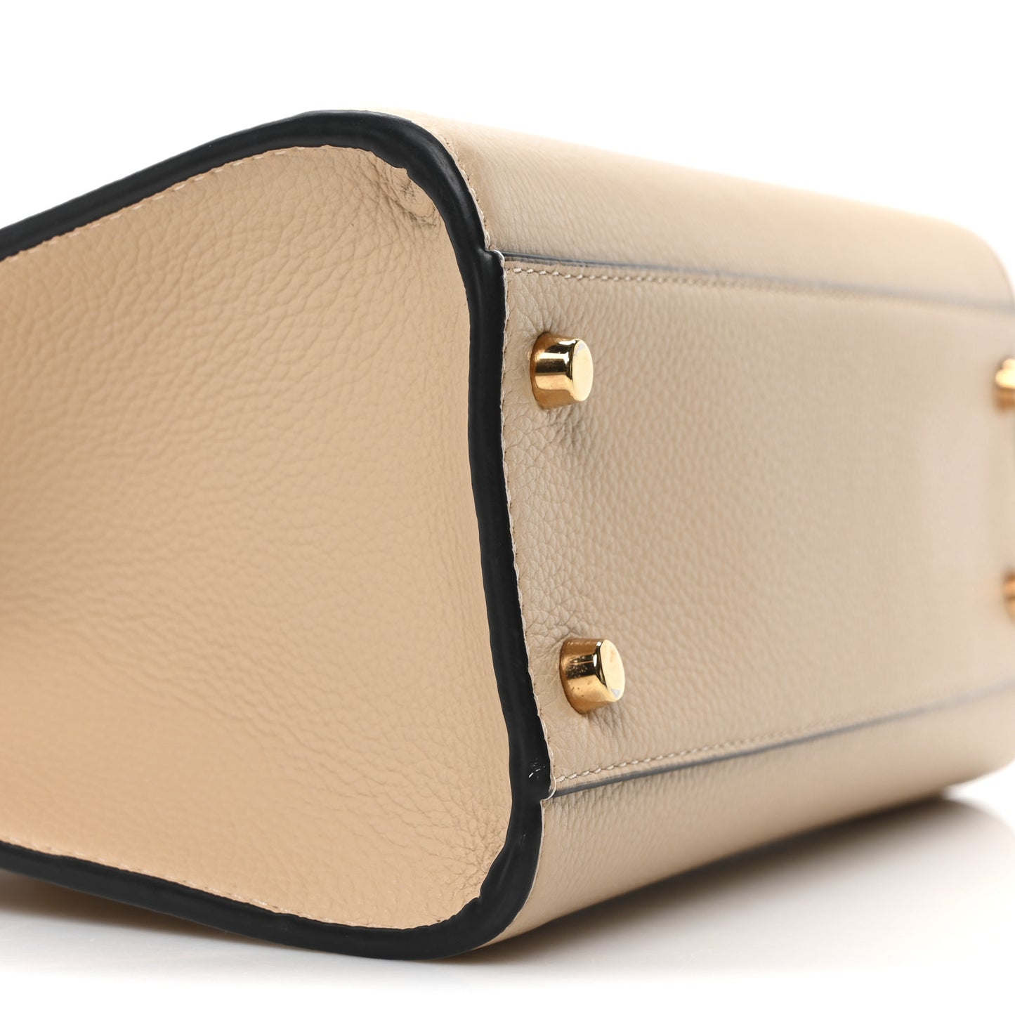 Grainy Calfskin Virtus Top Handle Tote Beige