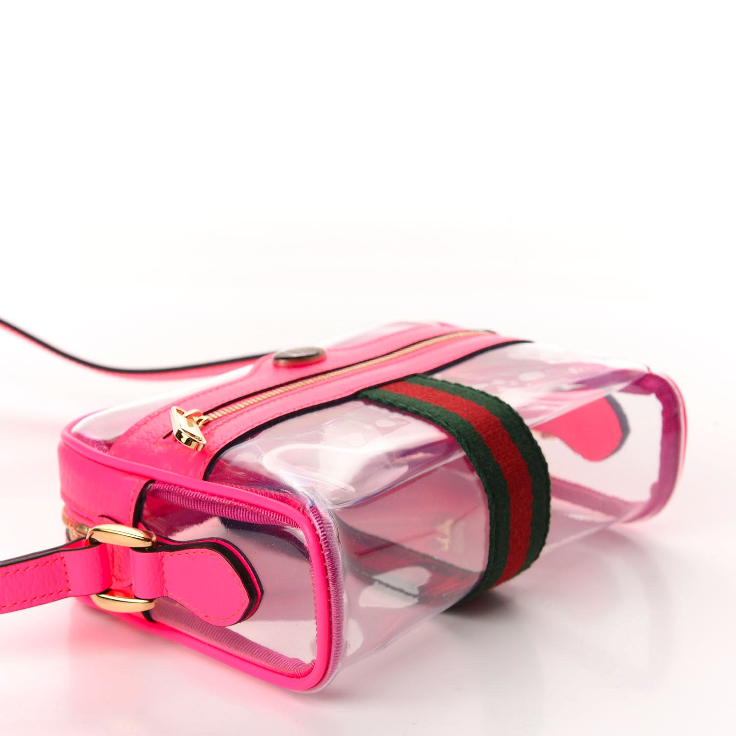 Gucci Vinyl Web Mini Ophidia Transparent Shoulder Bag Fluorescent Fuchsia 3 of 10