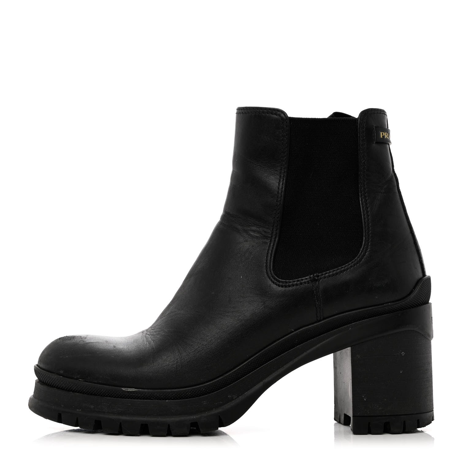 Prada Vitello Montana Lug Sole Chelsea 55mm Boots 40 Black 1 of 11