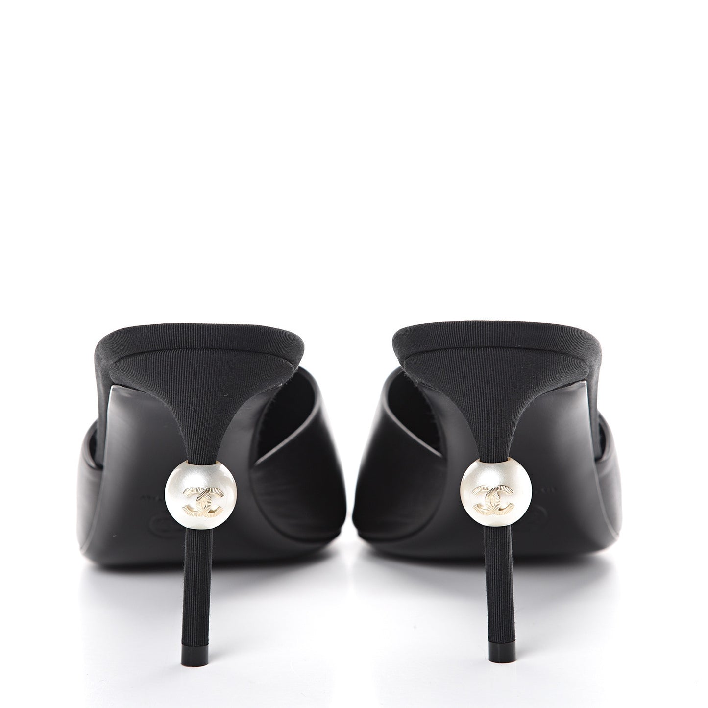 Goatskin Grosgrain Cap Toe Pearl Mule 40 Black