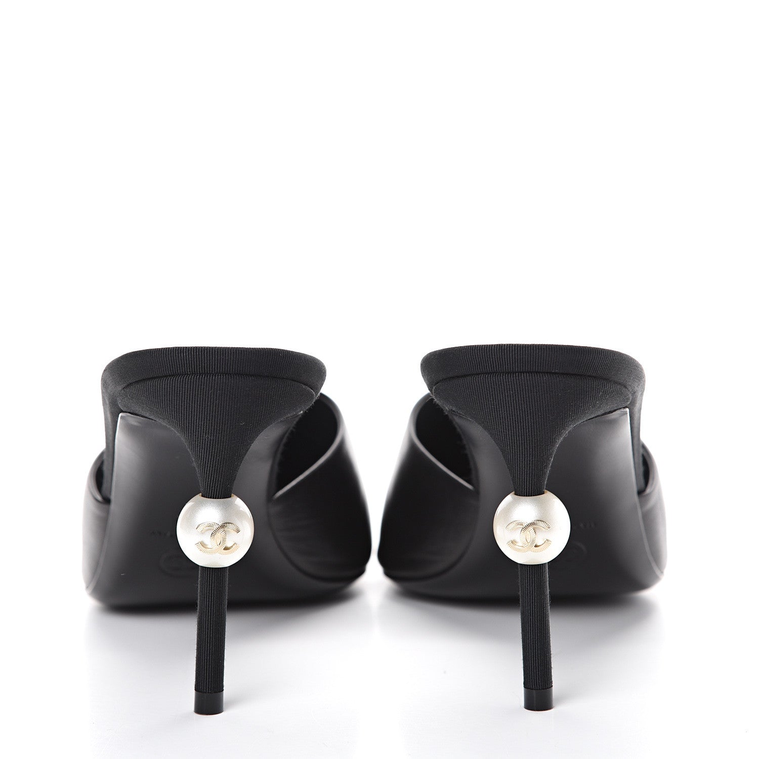 Chanel Goatskin Grosgrain Cap Toe Pearl Mule 40 Black 5 of 13